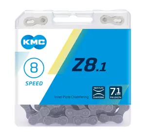 Ланцюг KMC Z8.1 Gray для 8 швидкісних трансмісій велосипеда, з замком