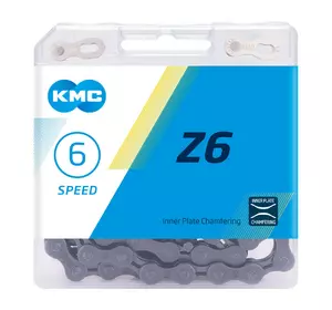 Ланцюг KMC Z6 Gray, для 6 швидкісних трансмісій велосипеда, із замком