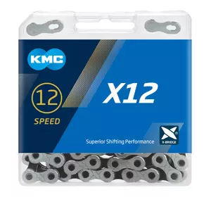 Ланцюг KMC X12 Silver/Black 12 швидкісних трансмісій велосипеда