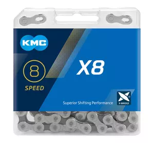Ланцюг KMC X8 Silver/Gray, для 8 швидкісних трансмісій велосипеда